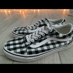 Black and white plaid old skool vans